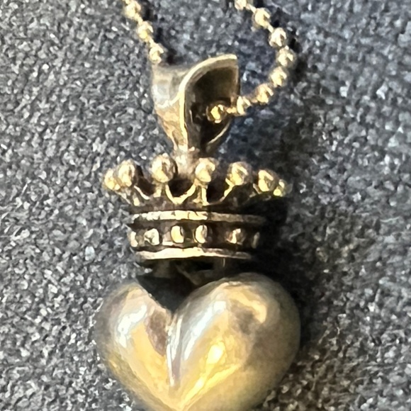 Vintage- King Baby Studio- .925 Silver (Italy) Crown Heart Pendant Necklace - Picture 7 of 7